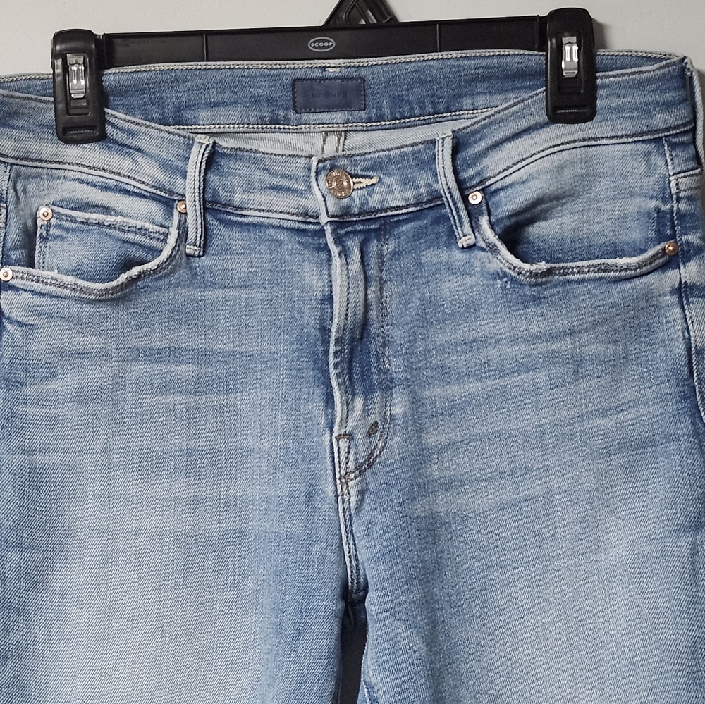 MOTHER The Midrise Dazzler Ankle Fray Denim Stetch Jeans 29 - Picture 2 of 7